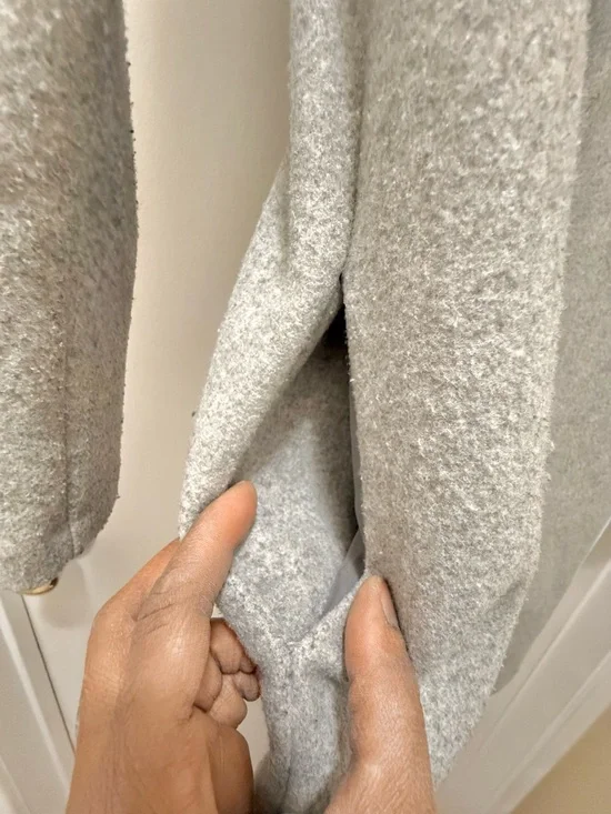 ZARA Light Gray Long Notch-Lapel Trench Coat - Size US Small - Picture 5 of 12